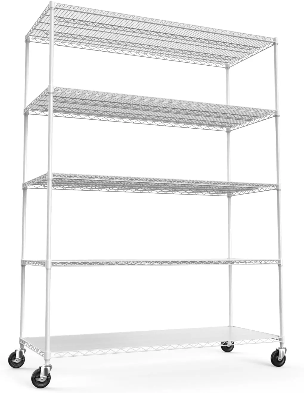 Metal Shelf Wire Shelving Unit, 5 Tier 7500Lbs Capacity Nsf Heavy Duty Adjustable Storage Rack With Wheels & Shelf Liners For