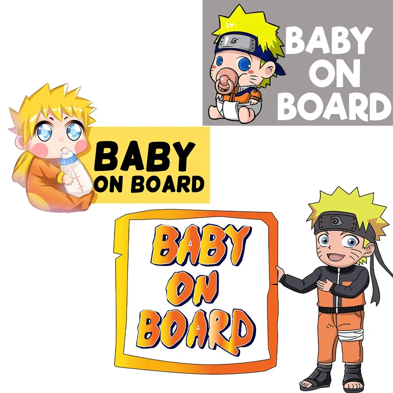 Cute Naruto Baby on Board Car Sticker Waterproof Sunscreen  Laptop Decals  Bumper Stickers