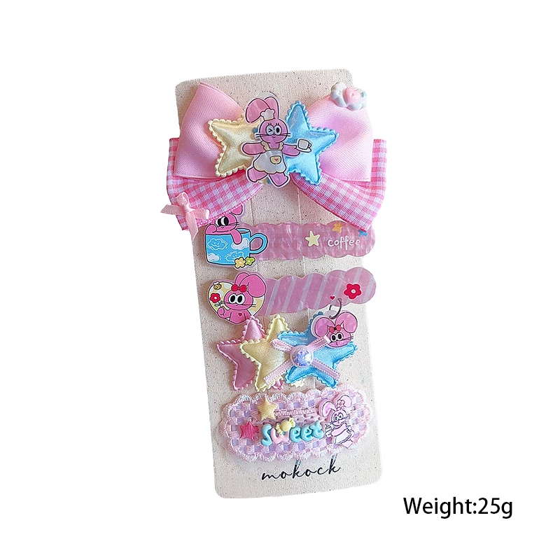 2026 Neu 5-teiliges Kinder-Haarspangen-Set Kawaii Cartoon-Häschen Satin-Schleife Pailletten Tüll Spitze Haarschonende Haarspangen für Kleinkind-Mädchen – Detail 2