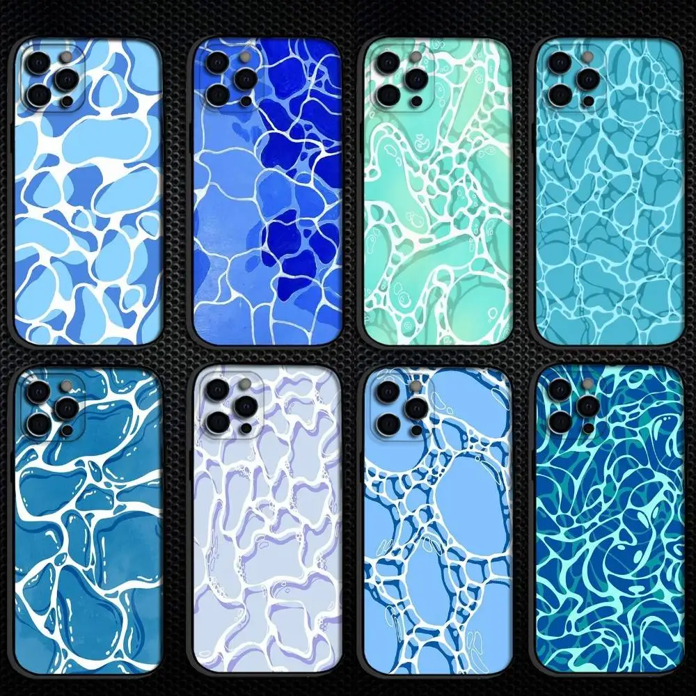 

Water texture Phone Case For iPhone 16,15,14,13,12,11 Plus,Pro Max, Others Soft Black Cover