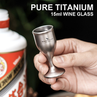 Pure Titanium 15ml Wine Glass, Portable Ultra Lightweight And Healthy Outdoor Camping And Travel,Thick Goblet,A1442