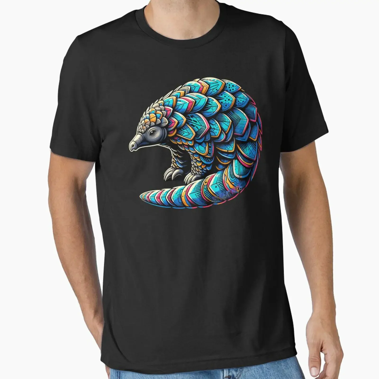 Pangolin Street Art Boldly Yours Streatures designed and sold by vintage Washed Soft Top For Everyday Wear Slightly Stretched