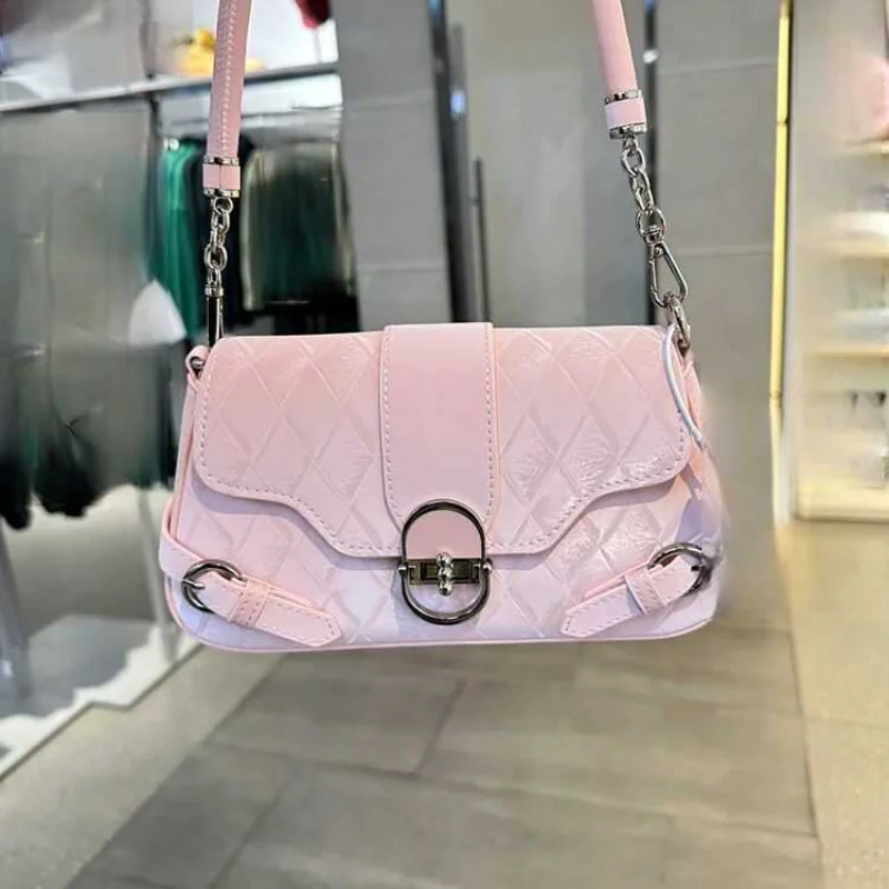 

Women Bag 2024 New Commuter Versatile Shoulder Bag Luxury Design Texture Handbag Pink White Underarm Crossbody Bag