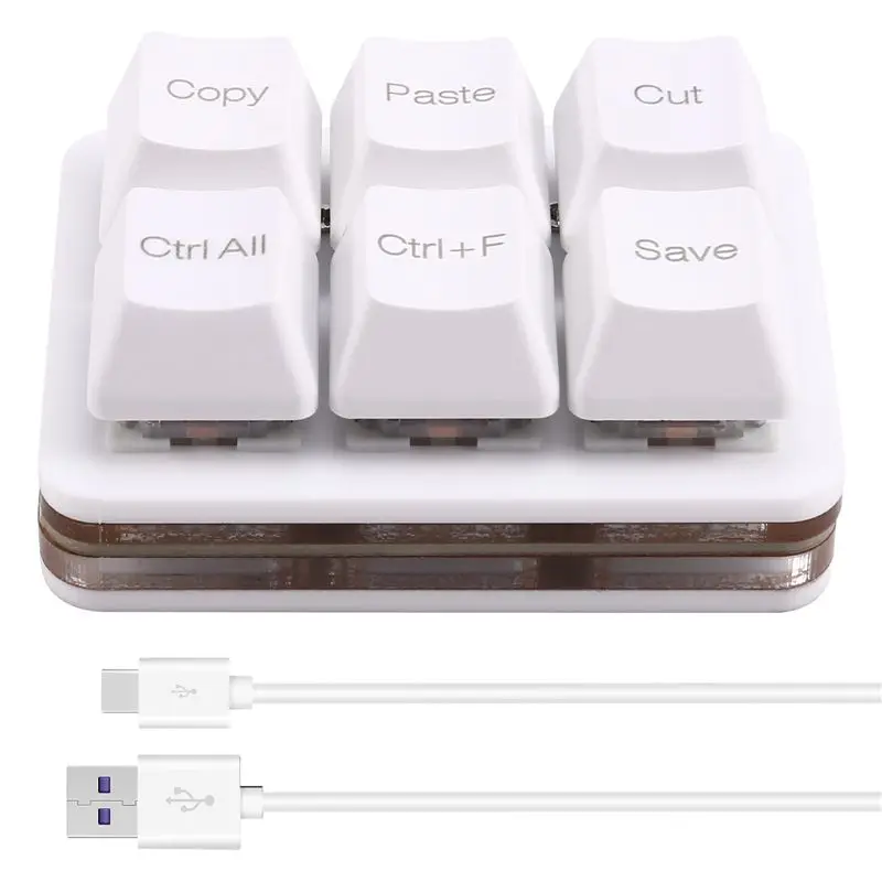 AED7-6Keys Copy Paste Search Save Cut Keyboard One Handed OSU Keypad Programmable Mechanical Shortcut Macro Keyboard