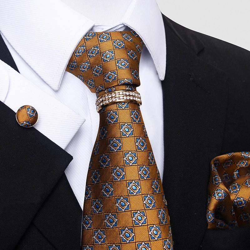Beliebtes Herren-Krawatten-Set, 4-teilig, geeignet für formelle Anlässe, Partys, Hochzeiten und mehr, stilvoll und modisch. – Detail 8