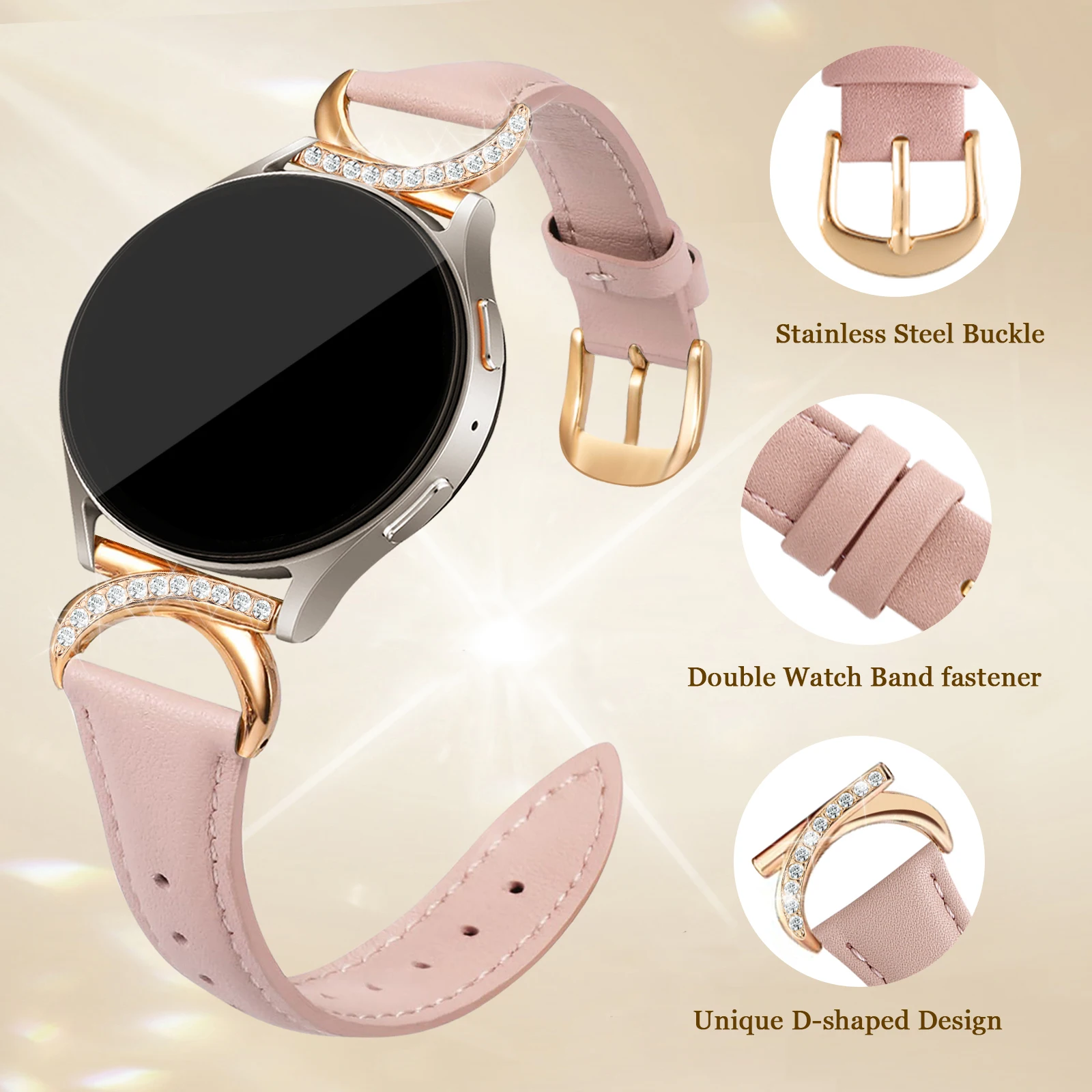 The 20mm Leather Strap Is Suitable for The Samsung Galaxy Watch 7/6/5/4/FE/40mm/44mm/43mm/47mm/45mm Straps