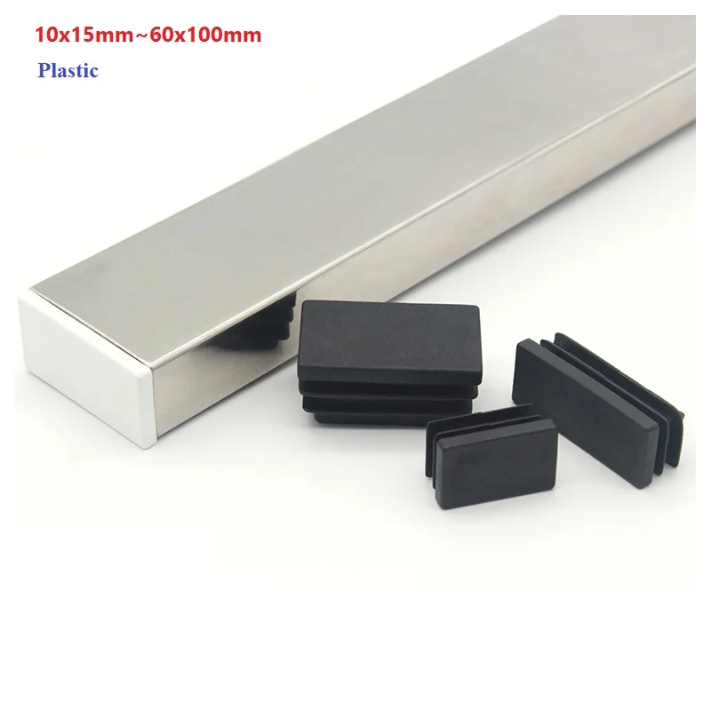 

Plastic Tubing End Caps Chair Leg Caps Furniture Glide Rectangle Feet Tube Inserts Plug Dust Cover Floor Protector Black