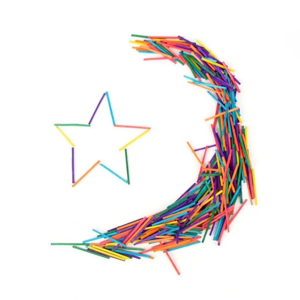 1000Pcs Colorful Wooden Sticks Multicolor Approx 5Cm Length Great for Children DIY Sculpture Collage Color Learning