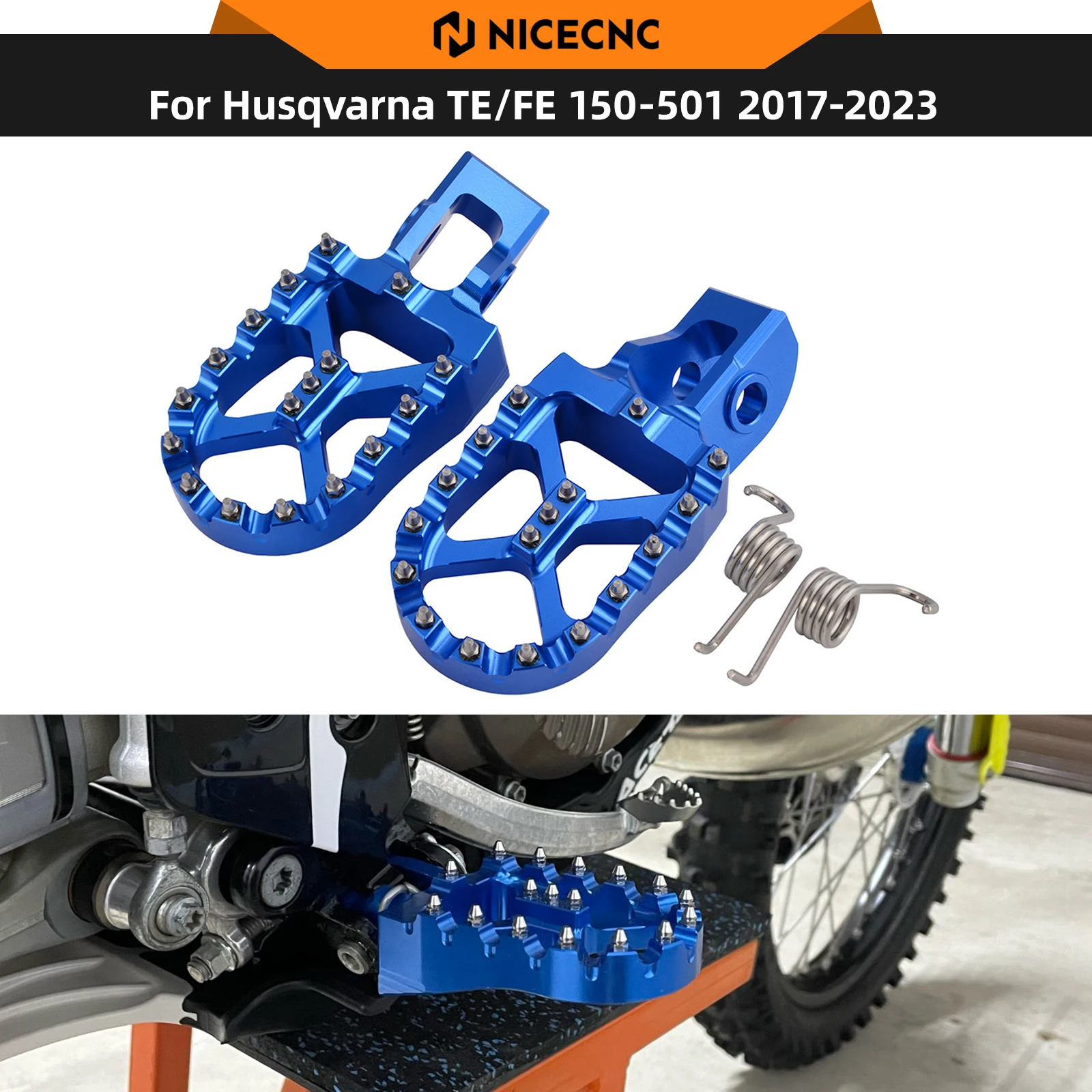 NICECNC For Husqvarna TE 300 250 FE 350 FE 450 FE 501 2017-2023 Foot Pegs FootRest Footpegs Rests TX 300 TC 250 FX FC 350 450