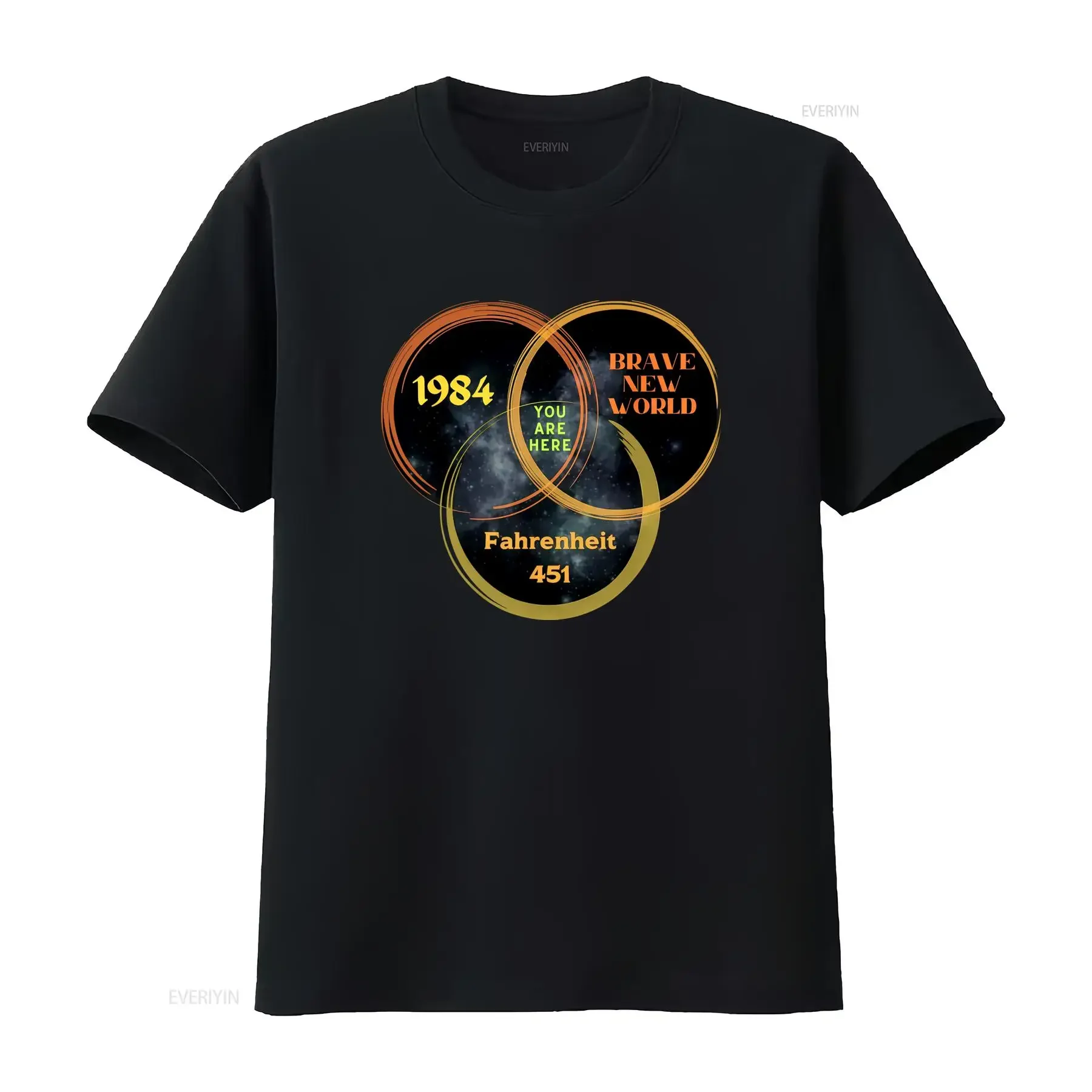 Camiseta de ciencia ficción y distopía de 1984, Brave New World Fahrenheit 451, You Are Here, estilo vintage, lavada, informal, ligeramente de diseño