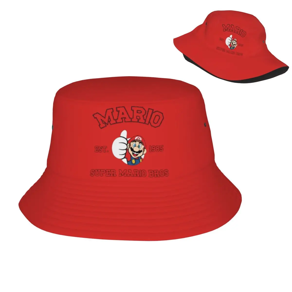 

Marioes Characters Est.1985 Bucket Hat Gift For Teen Cute Vocation Caps For Travel Lightweight