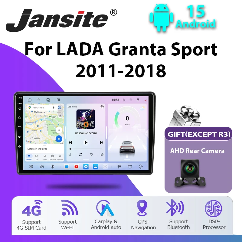 Jansite Android 15 Car Radio Wireless Carplay&Android Auto For LADA Granta Sport 2011-2018 Multimedia Player 2Din GPS Navigation