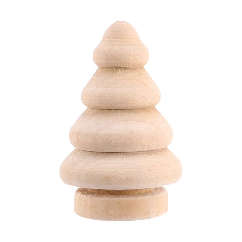 Blank DIY Wooden Christmas Tree Peg Dolls Party Cake Toppers Pack Of 10