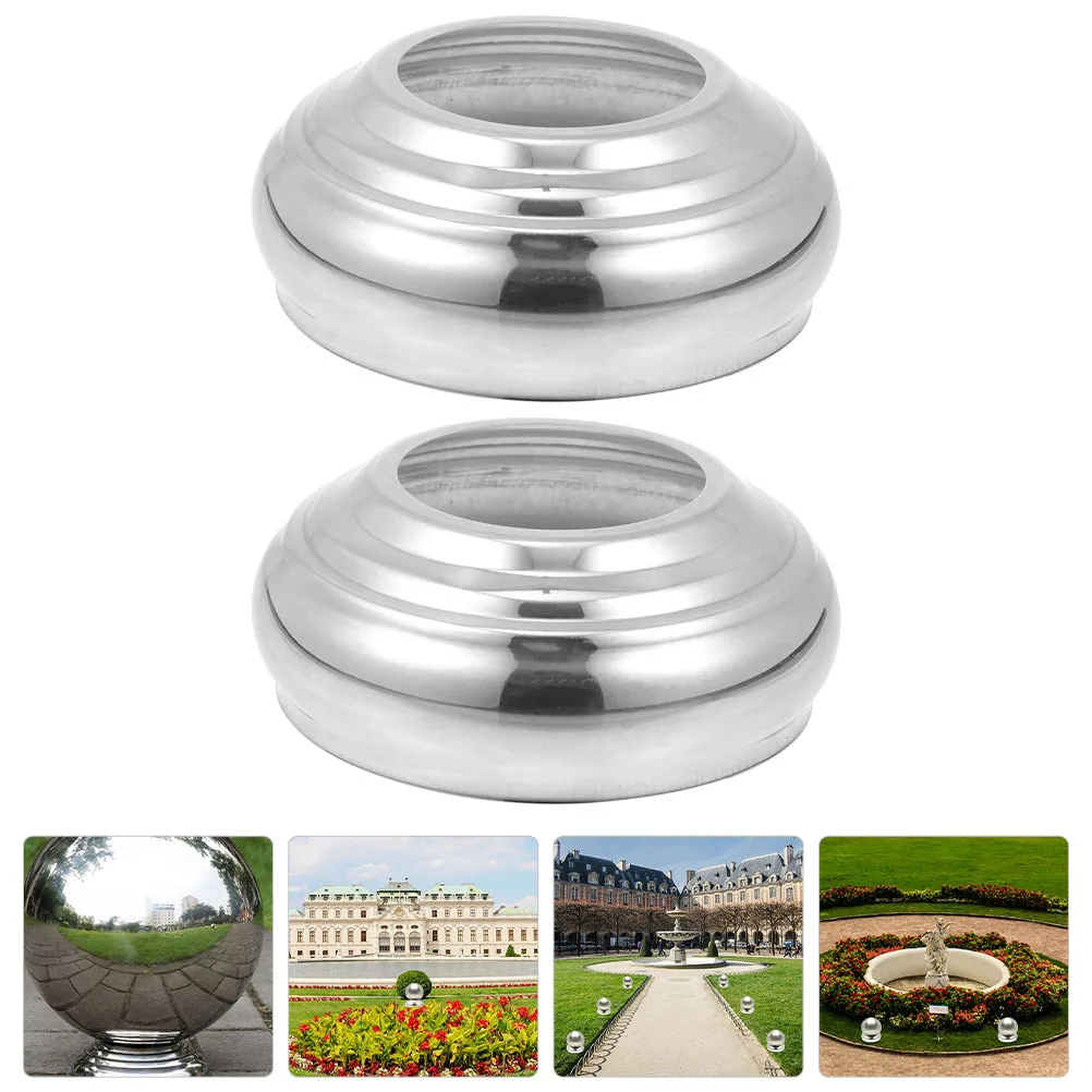 

2pcs Stainless Steel Garden Sphere Stand Thickened Gazing Ball Base Flagpole Holder Durable Metal Display Stand For Yard Patio