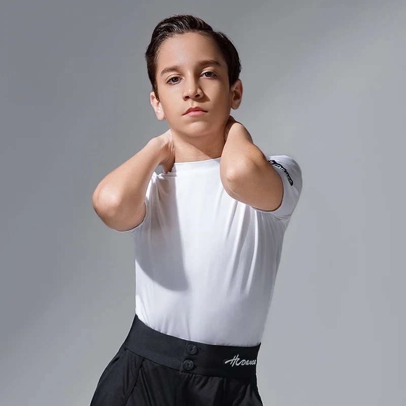 2026 New Latin Dance Performance Costumes For Boys Short Sleeved Practice Clothes Kids Samba Chacha Tango Latin Wear DQS20474