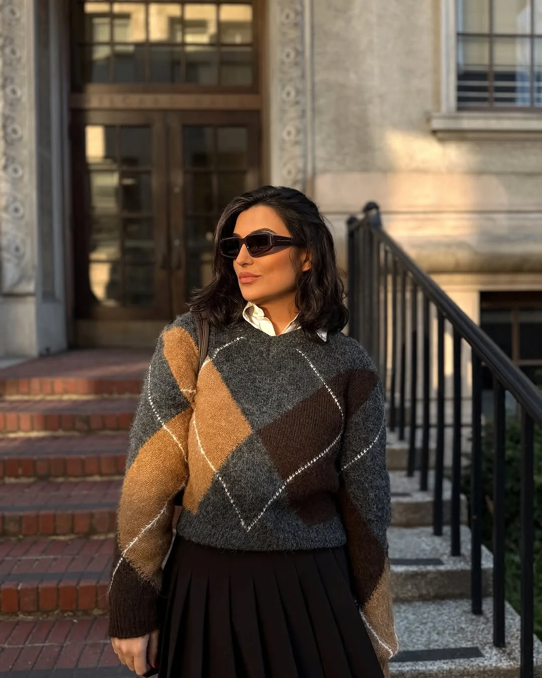 Свитер с ромбовидной сеткой, женский модный свободный лоскутный пуловер с v-образным вырезом и длинными рукавами, женский повседневный осенне-зимний верхняя одежда