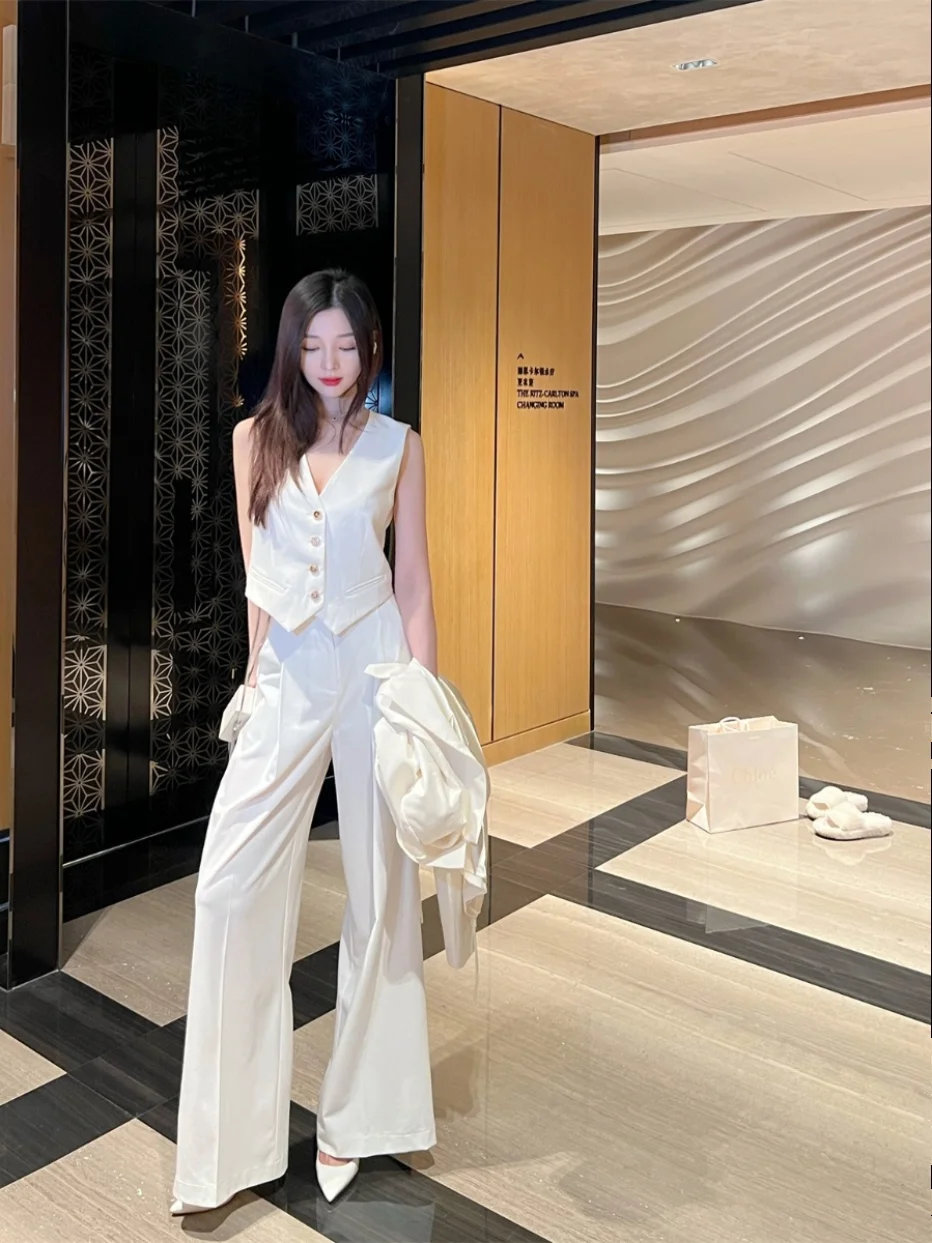 

High Waist Wide Leg Pants Dra Sensation Long Trousers Comfortable Casual Pants Polyester Cotton Spandex Blend