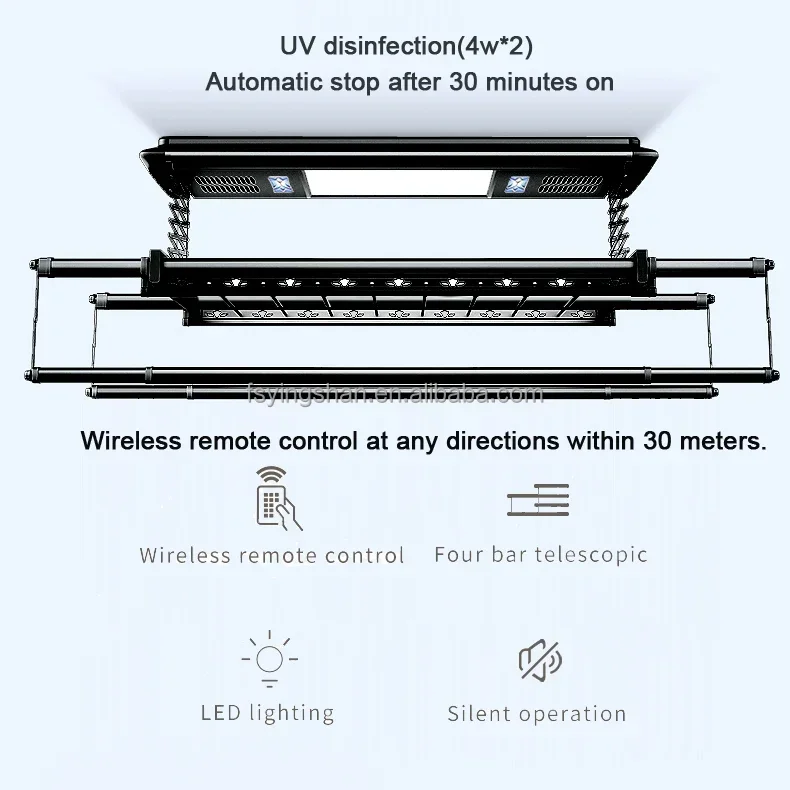 Electric Ceiling Automatic Clothes Drying Rack Clothes Dryer Rack Aluminum Auto Electronic Clothes Electronic Lifting Rod