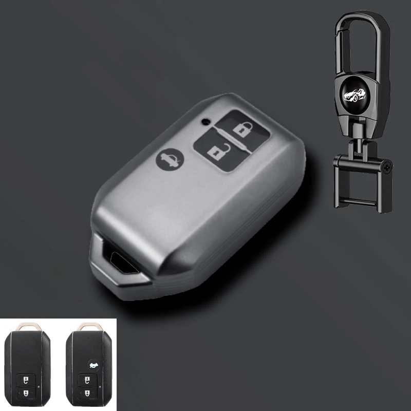 Grey TPU Car Remote Key Case Cover Shell For Suzuki Ertiga Swift Wagon R 2 Button Protected Holder Keyless Fob Accessories