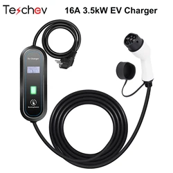 Teschev 220V 230V EV Charger Type 2 Level 2 EVSE J1772 Type 1 3.5kW Car Charger Wallbox GBT Charging Cable 5 Meters Schuko Plug