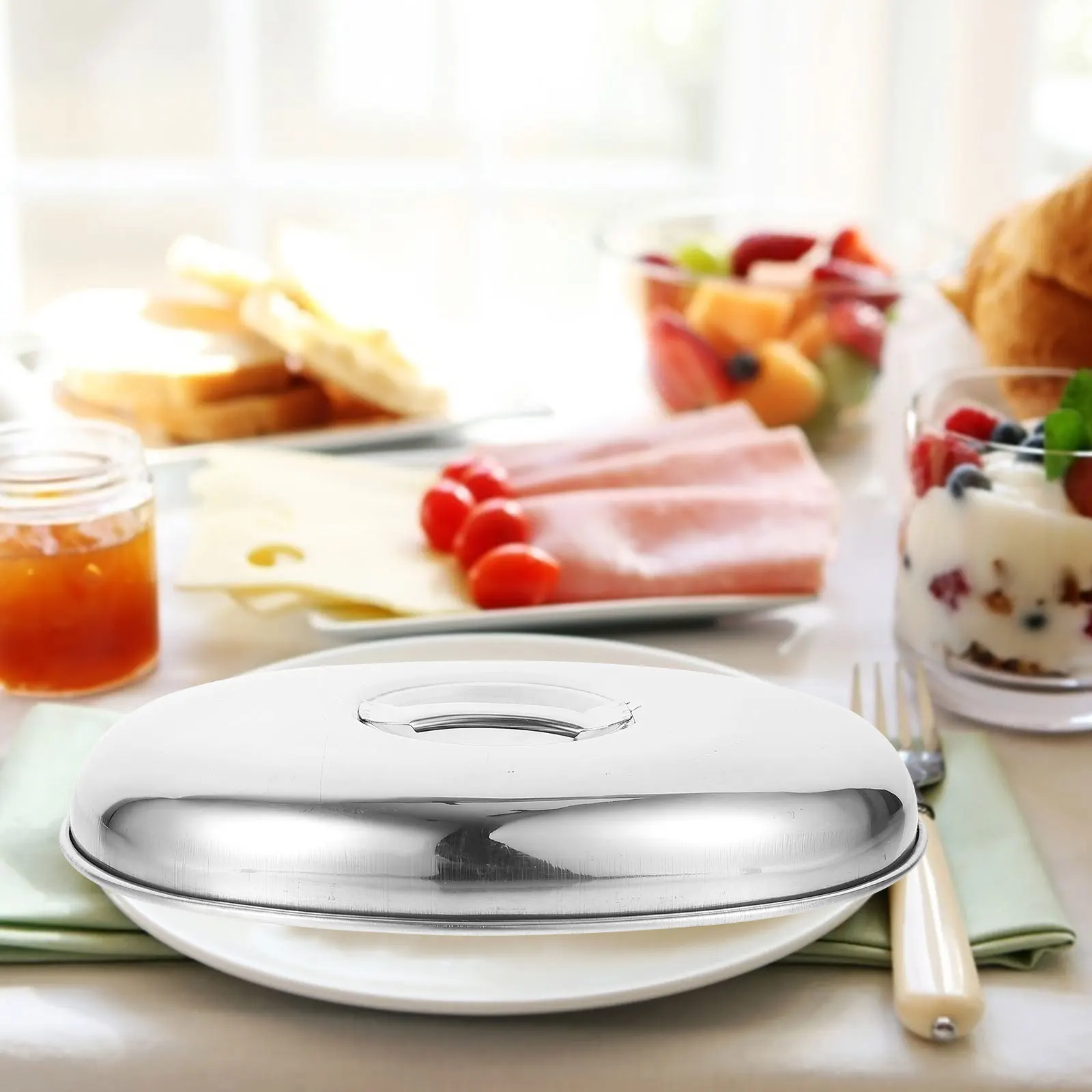 

Stainless Food Cover Small H Suitable Size Bacon Beef Burgers Poultry Breads Grilled Cookouts Protective Hood Silver