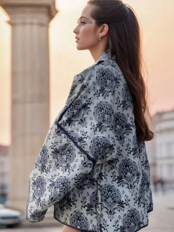 เสื้อโค้ททรงหลวมคอวีแบบไม่มีกระดุม แฟชั่นสำหรับผู้หญิง ฤดูหนาว ใหม่ เหมาะสำหรับใส่เดินทางในชีวิตประจำวัน สไตล์สตรีท