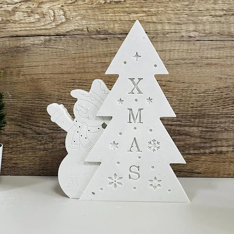 Stampo in silicone per albero di Natale Stampo in gesso Fai da te Pupazzo di neve di Natale Babbo Natale Candela Ornamento per la casa Artigianato Stampi in resina di gesso di cemento