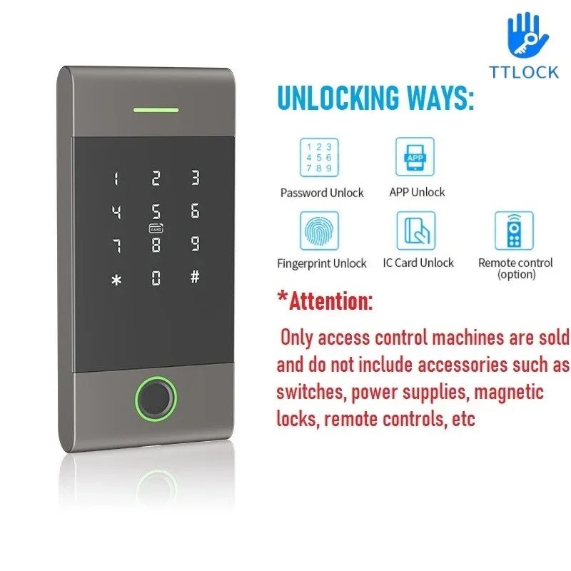 

TTlock Fingerprint Access Control Machine Intelligent Attendance Machine Support APP Password IC Card Remote Control Unlocking