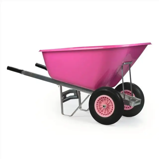 

Wholesale OEM Customizable Two-Wheel Horse Feeding Wheelbarrow HB WB3089 Ploy Pink Colorful Super Big Plastic Platform Trucks