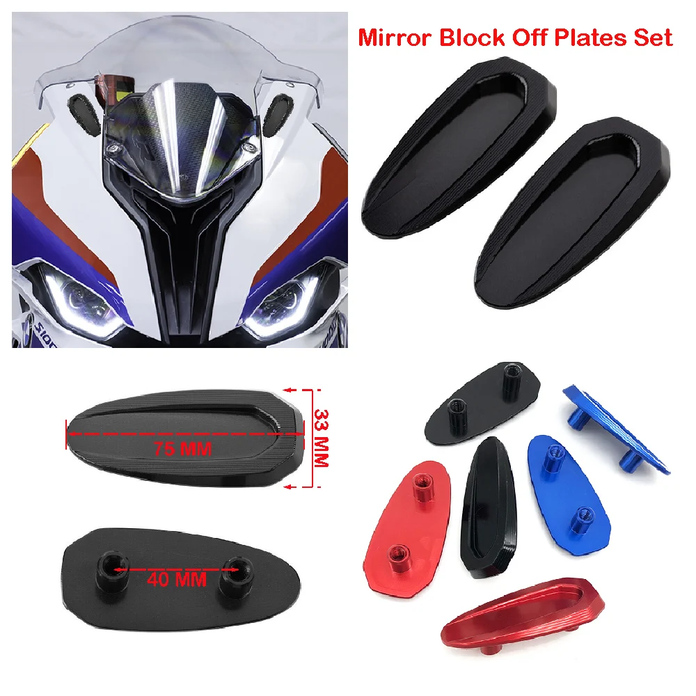 

Fits for BMW S1000RR S1000 RR 2019-2024 M1000RR 2021 2022 Motorcycle Mirror Block Off Blanking Plates Mirrors Base Hole Caps Set