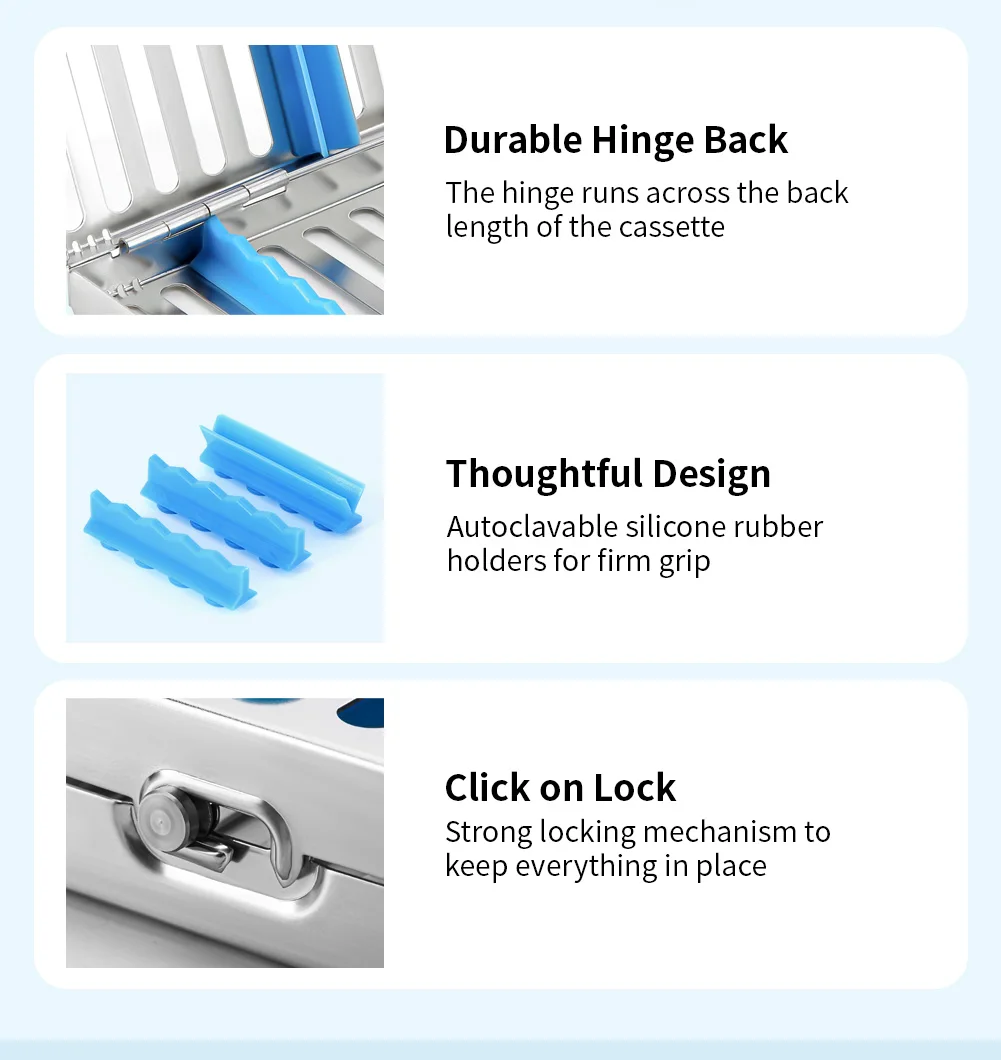 AZDENT Dental Sterilisation Rack Kassette 5/7/10/20 Gitter Datei Bohrer Desinfektion Tablett Chirurgische Sterilisation Box Abnehmbare – Detail 7