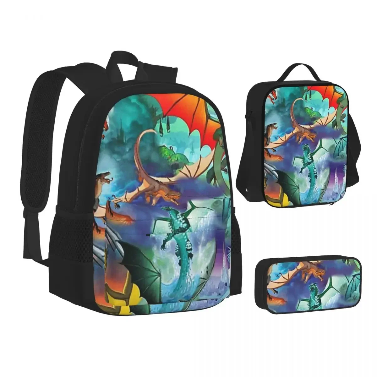 Wings Of Fire All Dragon Series Backpacks Bookbag Students School Bags Cartoon Kids Rucksack Lunch Bag Pen Bag Three-Piece Set