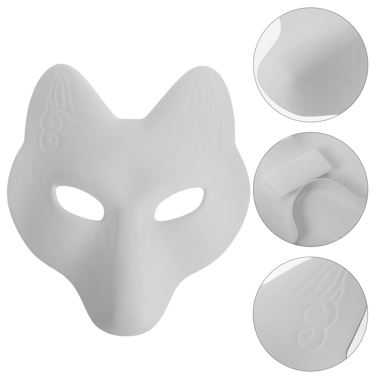 White Cat Mask DIY Fox Men Halloween Costumes Adult Masquerade Tail Miss Paintable
