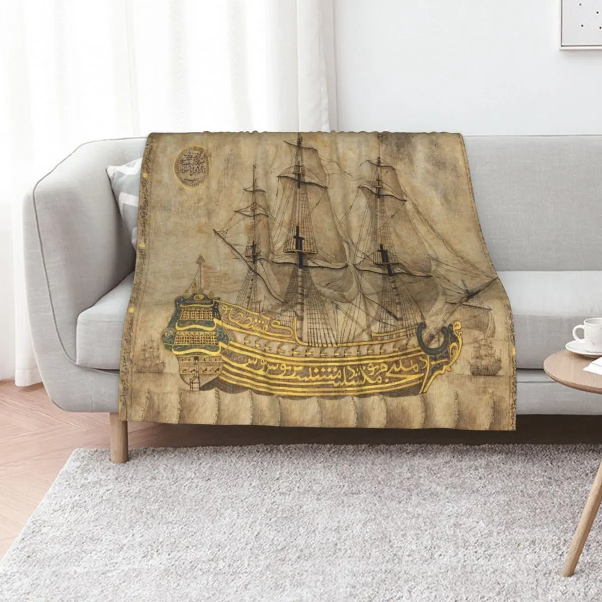 Calligraphic Galleon 'Abd al-Qadir Hisari Date: dated A.H. 1180/ A.D. 1766–67 Medium: Ink and gold on paper Throw Blanket