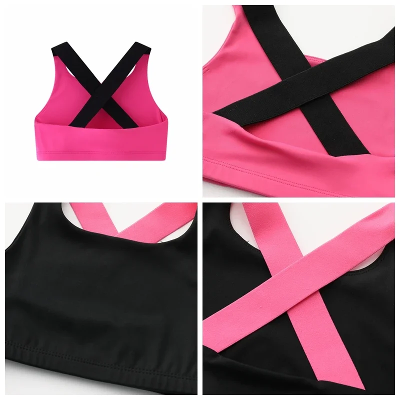 Pakaian Dansa Anak Perempuan Tank Top Yoga Cross-Back Rompi Kebugaran Anak Pakaian Olahraga Melar Sejuk untuk Balet, Senam & Latihan