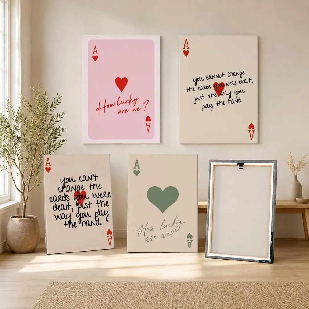 Ace Card Positive Sayings Framed Wall Painting Ready to Hang Canvas Art Poster for Living Room Bedroom Home Decor Decals