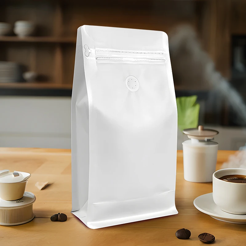 50 قطعة أكياس قهوة مسطحة القاع عالية الجودة مع صمام وسحاب كيس بطانة من رقائق الألومنيوم لتخزين حبوب البن مسحوق الطعام