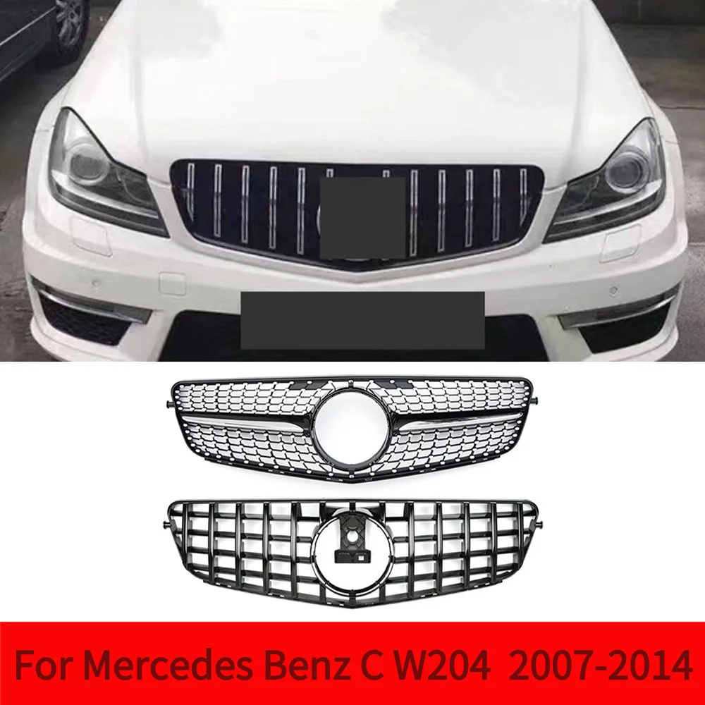 

For Mercedes Benz C W204 C43 2007-2014 Perfect Match Front Hood Bumper Grille Racing Grill AMG Style Facelift Tuning Accessories