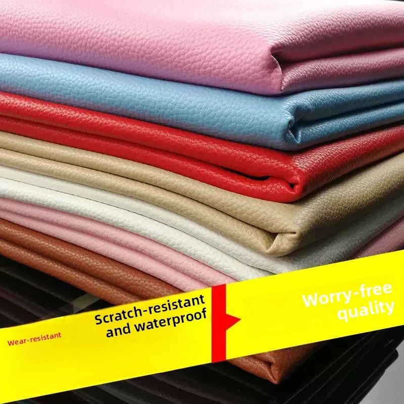 

1.1 mm Simulated Lychee Patterned PU Leather Fabric Car Waterproof Seat Cushion Sofa Headboard Bag for Diy Sewing Cloth