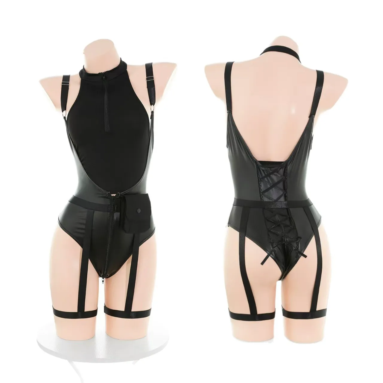 

Patent Leather Bunny Girl Jumpsuit Sexy Straps To Slim The Waist Nightclub Cosplay Uniform Sexy Outfit Nightclub Style 5SRT