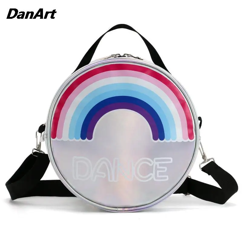 A Cute Girl's Dance Bag children's Round Backpack rossbody bag Girls Gym Latin Ballet Storage Handbag Kids Shiny shoulder bag