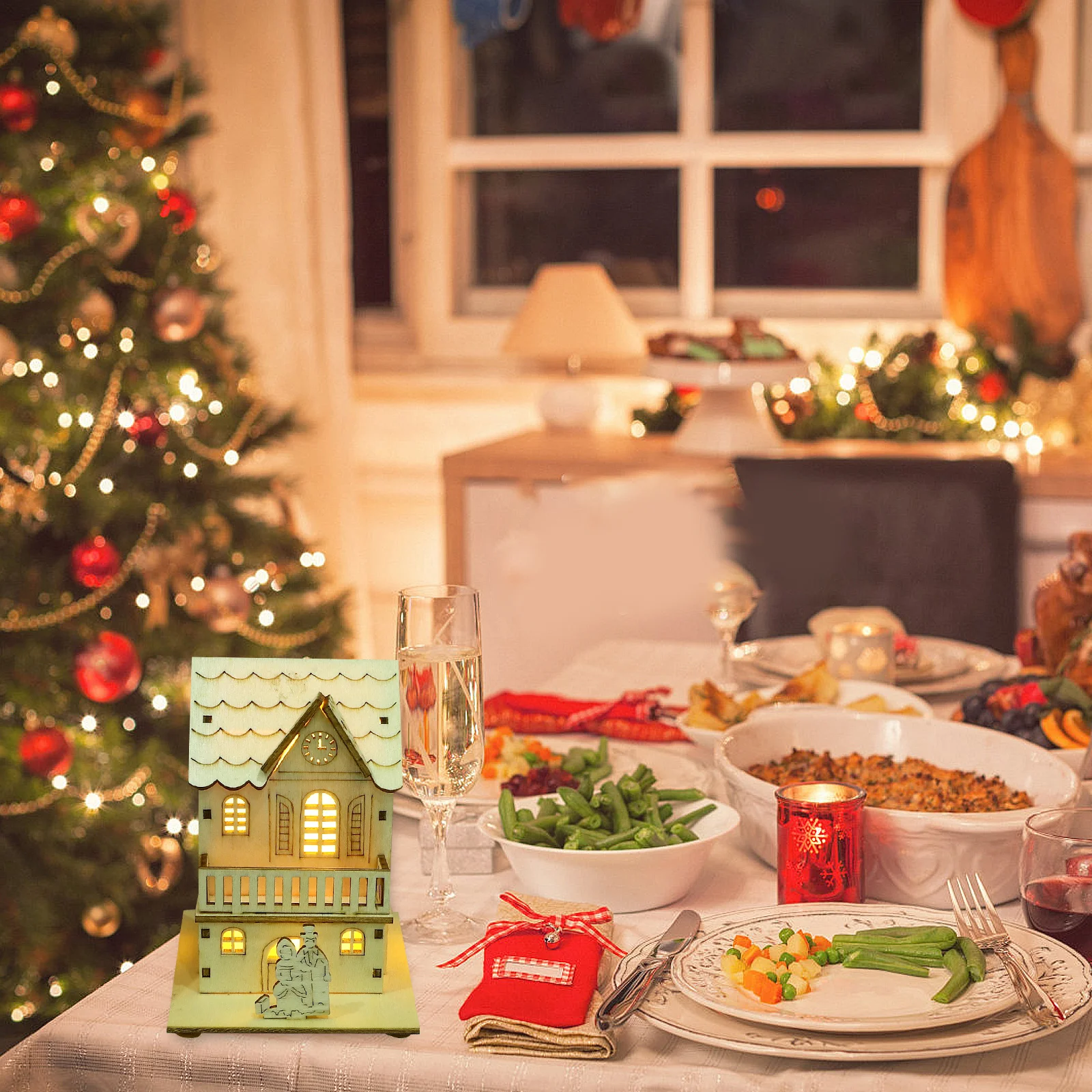 

3Pcs Luminous Wood Decor Creative Christmas Glowing Ornament for Fireplace Table Decor Festive Atmosphere Decoration