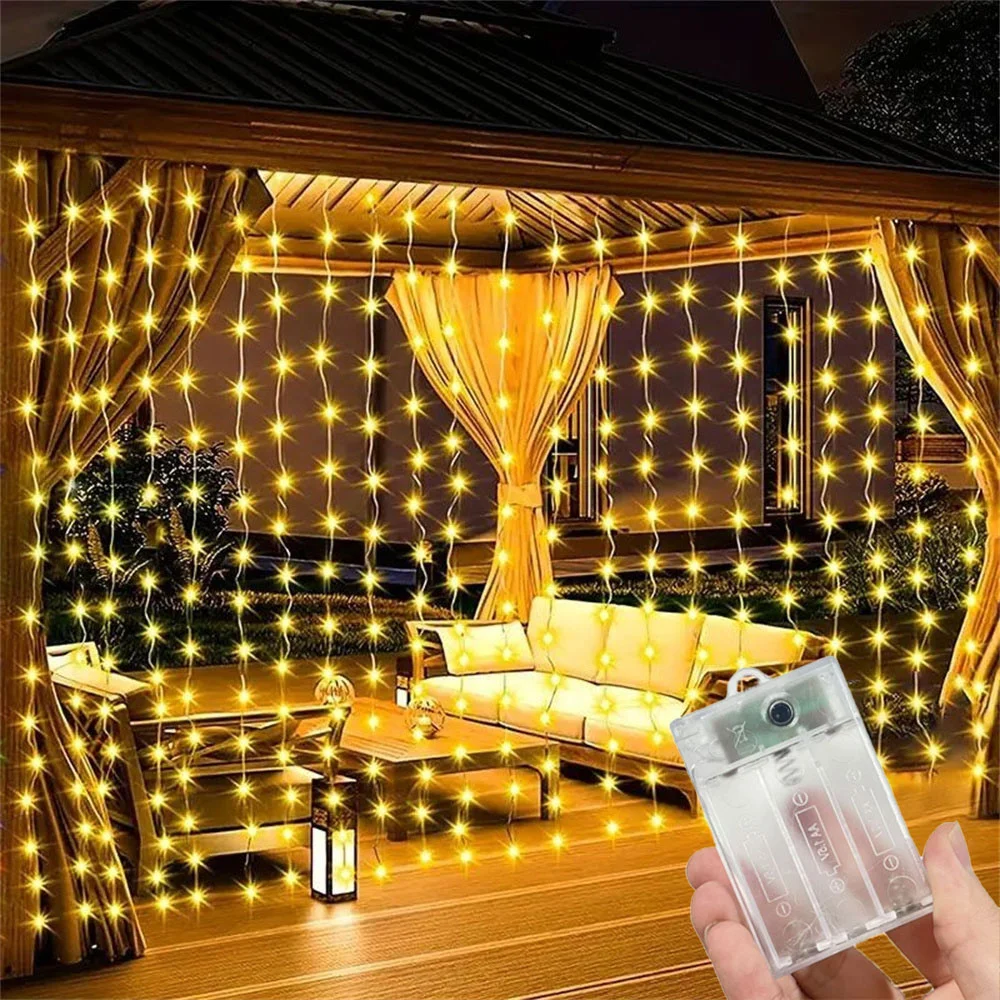 

Светодиодные гирлянды-шторы для декора дома на Рамадан, Ид Мубарак, для спальни, свадьбы, Дня матери, на батарейках