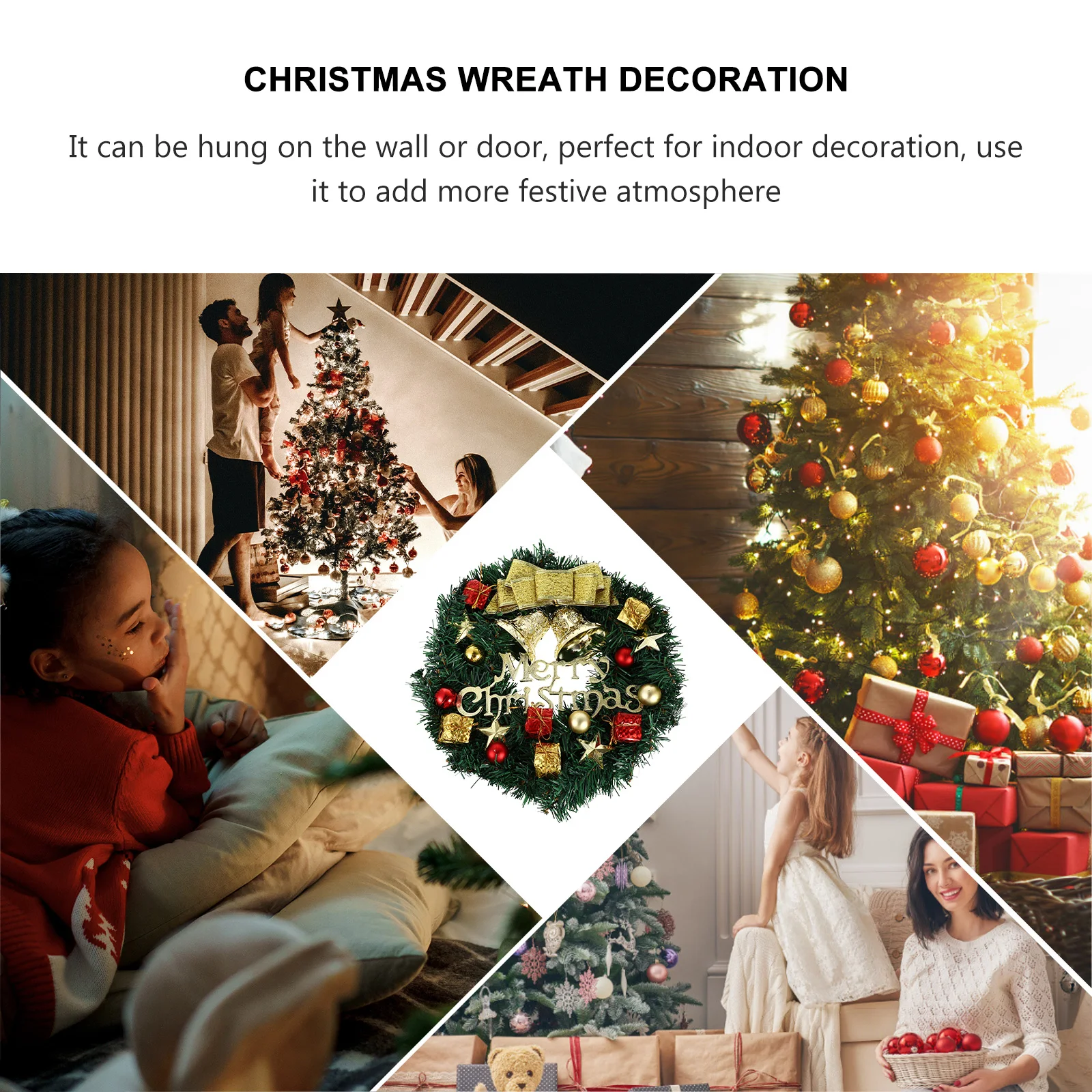 

Xmas Wreath Pendant Unique Christmas Decorative Scene with Realistic Details for Door Wall Holiday Party Decoration