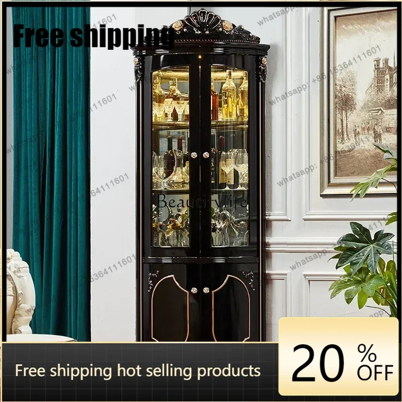 LX Wine Cabinet European Triangular White Glass Multifunctional Corner Luxury Corner Cabinet