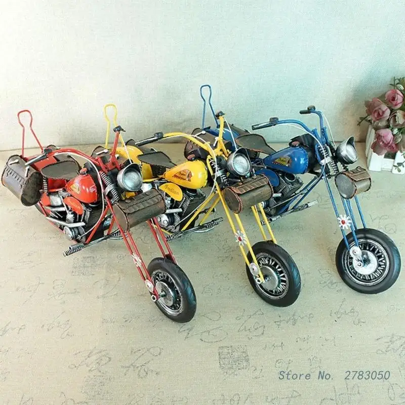 

Retro Motorcycle Model Handmade Crafts Desktop Collectible Decorations Home Ornament Birthday Gift for Motorcycle Lover