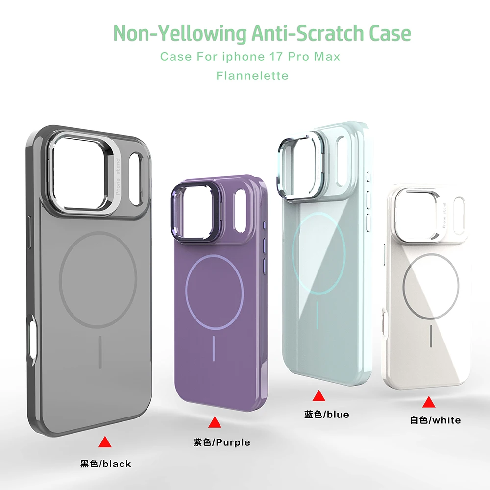 Etui przeciw zarysowaniom do iPhone'a 17 16 15 14 13 Air Pro Max Magsafe Bezprzewodowe ładowanie Obiektyw Mocowanie Kamery Podpórka Flanelowa osłona