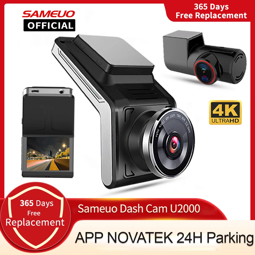 Sameuo Dash cam Front and Rear UHD2160P Video Recorder 24H Parking Auto WiFi 2 cam Night Vision Car Dvr Camera Dashcam 