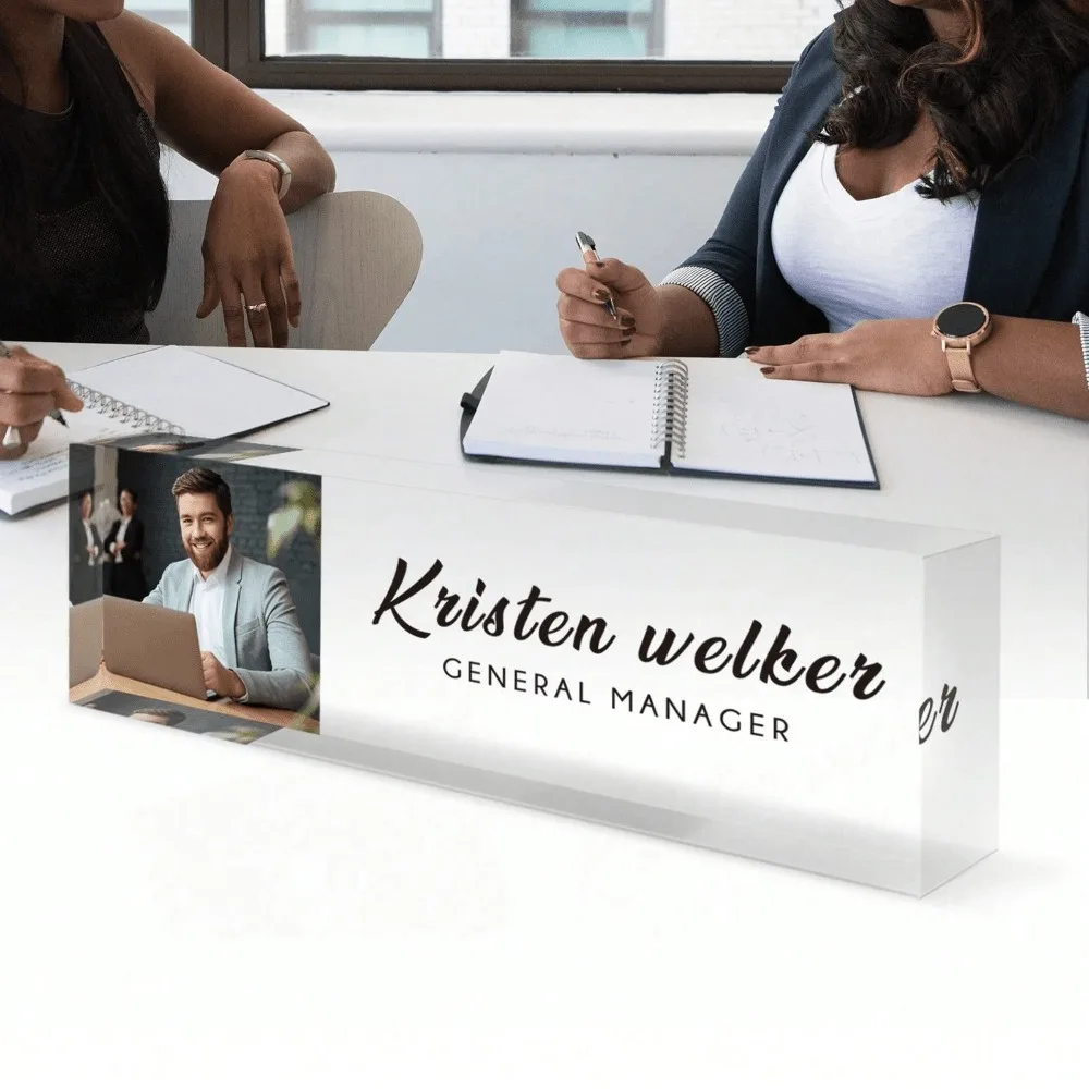1 Stück Personalisierte 2D Acryl Schreibtisch-Plakette UV-Bedruckt Transparente Deko Büro/Zuhause Tischschild Individuelles Geburtstagsgeschenk