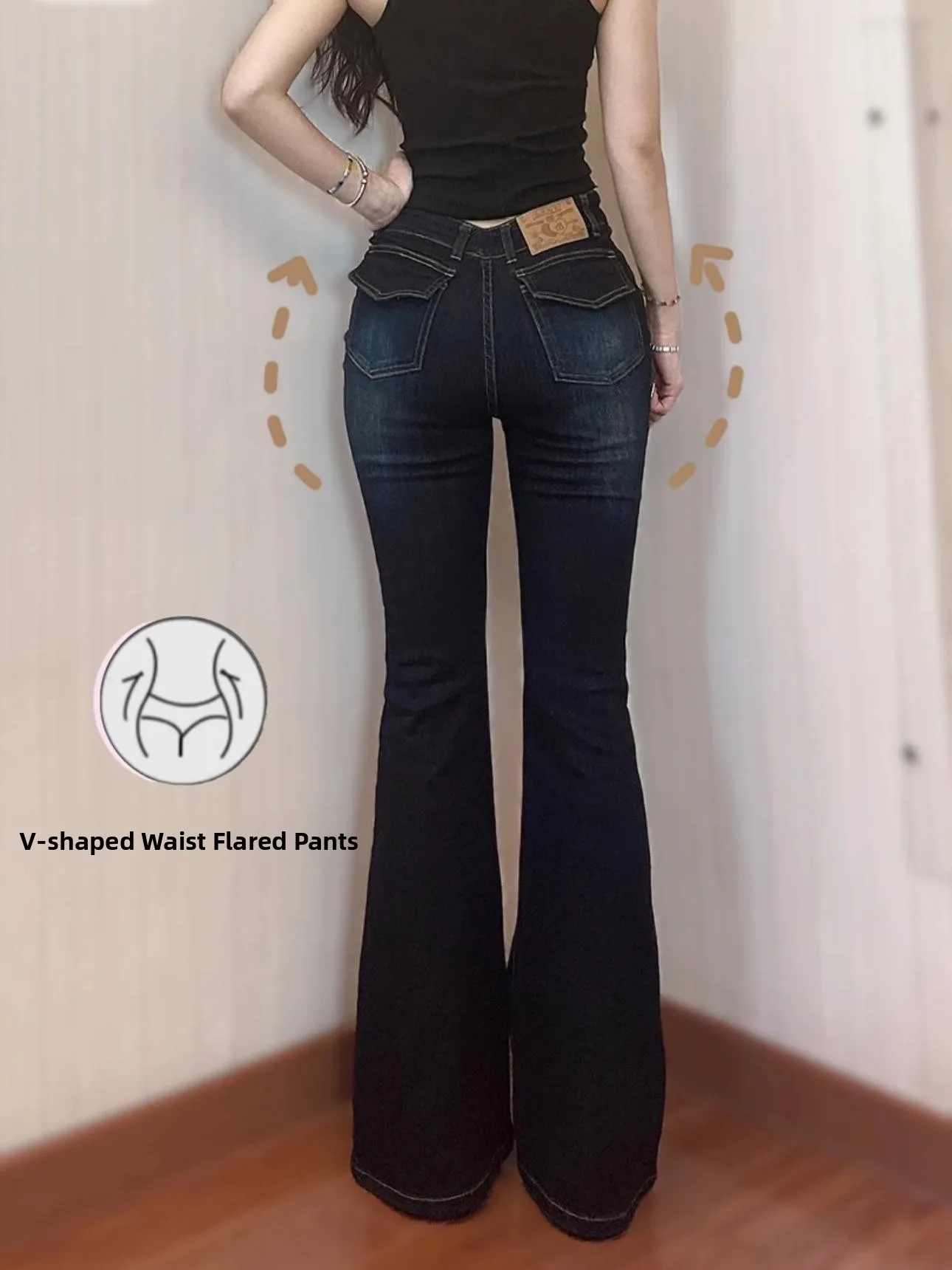 

Утягивающие сексуальные эластичные джинсы с высокой талией и v-образным вырезом, джинсовые джинсы в стиле ретро, американские женские джинсы из смеси хлопка и полиэстера